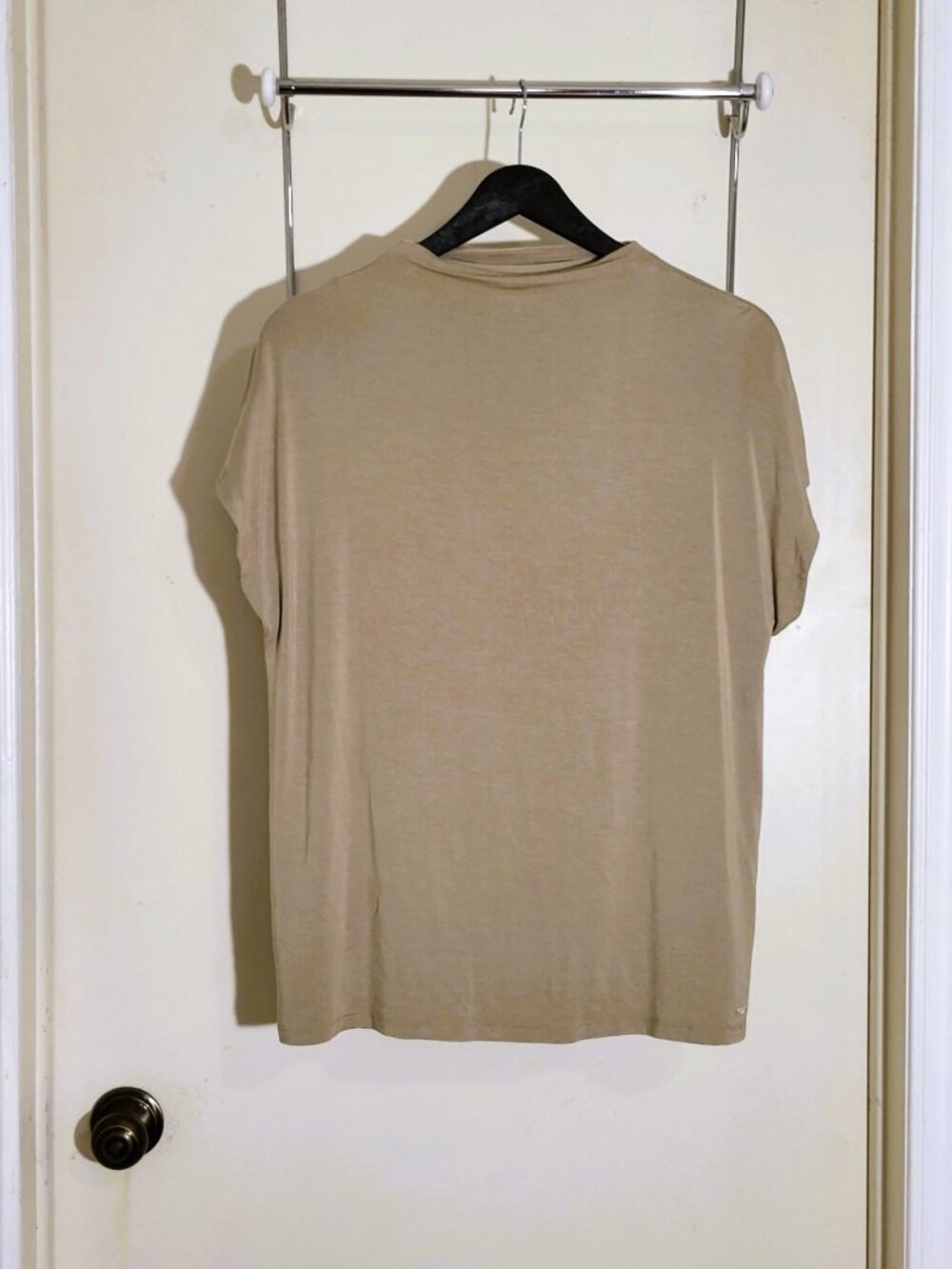 Stylish Calvin Klein Cap Sleeves Blouse. Taupe - Picture 4 of 10